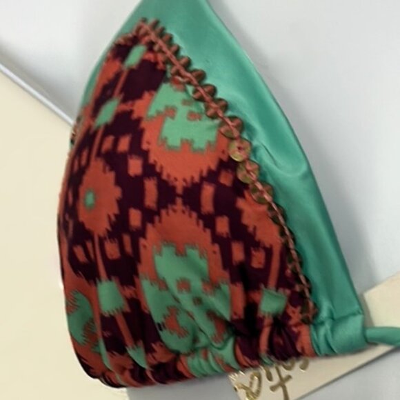 Sofia by VIX NWT Bikini Top LARGE Tribal Beaded Halter Swim Top Adjustable Ties - Picture 3 of 6